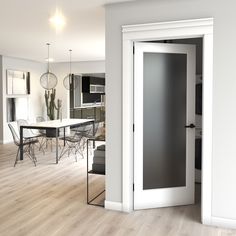 This timeless 1 Lite French door features a sophisticated and minimalist design. This beautiful door will suit any room, enlarging the ambience to give a warm and cozy felling. The frosted glass lets light through, saving on energy while offering privacy. Having a solid wood core and tempered glass panel, this door offers extra safety for you and your loved ones. This solid wood door is made from planted forest trees in accordance with FSC regulations, being an environmentally friendly product. This door is made for interior use only, and is fully finished product, so it should not be painted or stained in any way to prevent damage to the product. EightDoors 30-in x 80-in White Finished 1-panel Square Frosted Glass Smooth Solid Core Prefinished Pine Wood Slab Door | 50388019803035FR Office Doors For Home, Glass Office Doors, Painted French Doors, Profile Door, Frosted Glass Interior Doors, Slab Doors, Barn Door Installation, Frosted Glass Door, Glass Office