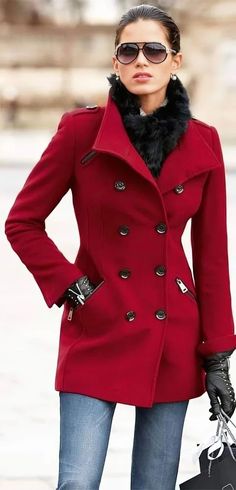 Double Breasted Red Wool Peacoat For Women
Embrace the charm of winter with our Debbie Women's Red Double Breasted Wool Peacoat. Designed with attention-to-detail, this coat is not just outerwear; it's an embodiment of warmth and style. The double-breasted design adds a touch of timeless elegance, while the rich red color radiates sophistication. Whether you're heading to a formal event or simply strolling through the city, this long blend coat is your go-to choice for versatile and chic winter Red Stand Collar Outerwear For Fall, Red Outerwear With Stand Collar For Fall, Red Stand Collar Outerwear With Buttons, Red Outerwear With Stand Collar And Button Closure, Elegant Red Outerwear With Stand Collar, Red Winter Outerwear With Buttons, Red Buttoned Winter Outerwear, Red Long Coat With Button Closure, Elegant Red Pea Coat For Winter