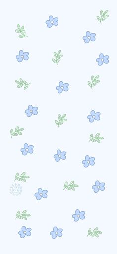 blue and green flowers on a white background