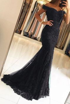 Black Mermaid Dress, Black Mermaid Prom Dress, Fitted Gown, 2023 Prom, Mermaid Prom Dresses Lace, Prom Theme, Black Mermaid, Winter Formal, Empire Waistline