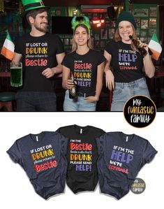 These matching best friend tees will be great for parties, vacations, spring breaks, holidays, vacations and road trips! Get your bestie dressed up with these funny matching outfits and shirt sets, and your bff duo will be the talk of town! #matchingshirts #bestfriends #besties #bestfriendshirts #groupshirts #squadshirts #bff #besties #matchingoutfit #shirtset #friends Fun T-shirt With Funny Text For Parties, Funny Short Sleeve T-shirt For Party, Fun Black Party T-shirt, Fun Black T-shirt For Party, Black Fun T-shirt For Casual Party, Funny Party T-shirt With Crew Neck, Fun Party T-shirt With Funny Print, Fun Party T-shirt With Text Print, Fun T-shirt With Funny Print For Party