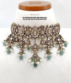 Victorian Choker with Polki Diamonds. Visit us for wide range in Diamonds, Gold and Victorian sets. Connect instant video call from 11 am to 8 pm anytime on 990 990 3063 or 8125 782 411 #polkinecklace #victorianjewels #mljgold #srimahalaxmigems #mahalaxmijewellers #srimahalaxmigemsandjewellers #weddingjewelery #goldnecklace #victoriannecklace Victorian Sets, Victorian Choker, Wedding Jewelery, Indian Wedding Jewelry Sets, Bridal Necklace Designs, Polki Necklace, Diamond Choker, Customer Testimonials, Indian Wedding Jewelry