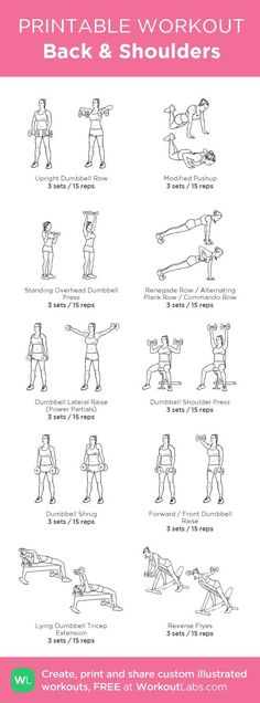 the printable workout guide for back and shoulders