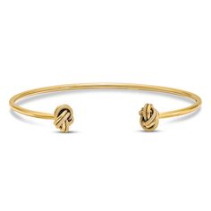 Trendy and stylish, this cuff bangle bracelet is sure to uplift your personal style for any occasion day or night. Beautifully rendered in 14K yellow gold, this flexible bangle displays a love knot design on both ends and is graced with textured detailing for a mesmerizing appeal. Yellow Gold Braided Bangle Bracelet As Gift, Elegant Engraved Braided Bangle Bracelet, Adjustable Yellow Gold Bangle For Anniversary, Adjustable Gold Braided Bangle Bracelet, Modern Twist Polished Bangle Cuff Bracelet, Modern Gold-toned Brass Bangle Bracelet, Jared The Galleria Of Jewelry, Cuff Bangle Bracelet, Cuff Bangles