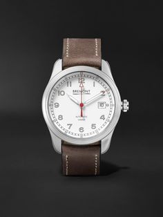 Shop BREMONT Airco Mach 1 White Automatic 40mm Stainless Steel and Leather Watch, Ref. AIRCO-M1-WH-R-S, Explore the latest in-season BREMONT collection today on MR PORTER Modern White Leather Watch, White Leather Analog Watch, White Leather Watch With Analog Display, White Automatic Business Watch, Classic White Watches With Tachymeter, Modern White Leather Chronograph Watch, Classic White Watch With Tachymeter, Timeless White Chronometer Watch Accessories, White Leather Chronograph Watch With Chronometer