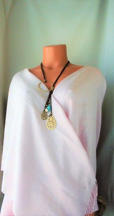 Lovely Leather Lariat necklace. Genuine Turquoises tassel, Unique design NEW vacation Jewelry purchase, never used This is a stunning statement necklace Components include: shiny gold tone quality Brass Genuine 31 inch flat Leather 6 inch Leather Tassel with stone and Brass dangles Handmade in Asia Ready to ship NO waiting Only ONE necklace available Thank you so much for visiting :kaysclassyboutique@etsy.com Bohemian Lariat Necklace With Tassels, Handmade Lariat Tassel Necklace, Bohemian Lariat Necklace With Tassels For Gifts, Bohemian Lariat Necklace With Tassels As Gift, Adjustable Elegant Tassel Necklace For Festival, Bohemian Dangle Long Necklace, Bohemian Long Dangle Necklace, Adjustable Turquoise Tassel Necklace For Gift, Adjustable Dangle Tassel Necklace For Festivals