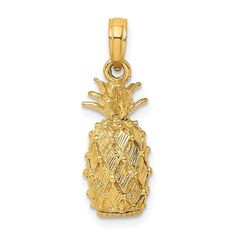 14k Yellow Gold 3-D Pineapple Necklace Charm Pendant 2.58 Grams. Fine Jewelry, Pendants And Charms, Themed Charms, Food And Drinks, Seashore, Beach Life Made In Peru Purity: 14k, Polished, Length Of Item: 16.7 Mm, Charm/Element Length: 16.7 Mm, Charm/Element Thickness: 0.7 Mm, Charm/Element Width: 7.7 Mm, 3d, Material: Primary: Gold, Width Of Item: 7.7 Mm, Product Type: Jewelry, Jewelry Type: Pendants & Charms, Pendant/Charm Type: Themed, Textured, Bail Width: 5 Mm, Color: Yellow, Bail Length: 7 Pineapple Necklace, Jewelry Charms Pendants, Rose Jewelry, Fine Jewellery Necklace, Sterling Silver Bands, Selling Jewelry, Jewelry Gift Box, Gold Material, Charm Pendant