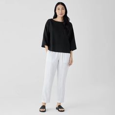 Crisp and classic. The ankle-length pant with a tapered leg and pockets. A wardrobe essential in our textural Organic Linen. Linen Pant, Organic Linens, Tapered Pants, Ankle Length Pants, Silhouette Design, Linen Pants, Eileen Fisher, Wardrobe Essentials, Ankle Length