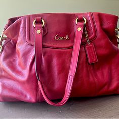 Coach Leather Red Vintage Like New Classic Red Bag With Branded Hardware, Classic Red Shoulder Bag For Errands, Classic Red Satchel With Gold-tone Hardware, Classic Red Coach Satchel, Red Leather Satchel With Branded Hardware, Designer Red Satchel For Everyday, Coach Red Satchel With Detachable Strap, Coach Red Satchel With Adjustable Strap, Classic Red Satchel With Soft Leather