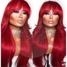 3-5 Days To Ship Prices Are Firm Not Accepting Offers High Quality Synthetic That Mimics Human Hair Premium High Heat Fiber Hd Lace On Part Only Pre-Layered Comes Styled Perfect For Every Day Wear Color Shown: Scarlet Red Ginger Hair Extensions, Blonde Curly Bob, Festival Braid, Bang Wig, Hype Hair, Frontal Wig Hairstyles, Brown Curls, Curly Bob Wigs, Wig Color