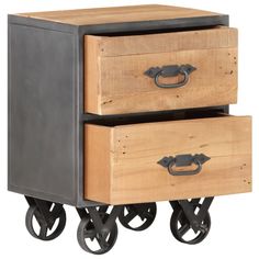 two drawers with wheels on each side