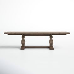 a wooden table with two legs and a rectangular top on an isolated white background,