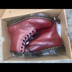 Dr Martens Cherry Red Boots Smooth Us Eight Men’s Us Nine Women’s Brand New Only Worn One Time Honestly I Love Them Except For They’re Just Too Big For Me Classic Red Boots With Reinforced Heel, Classic Red Boots With Round Toe, Casual Red Boots With Leather Sole, Classic Red Winter Boots, Casual Red Plain Toe Boots, Red Boots With Reinforced Heel And Plain Toe, Classic Red High-top Boots, Red Plain Toe Boots With Reinforced Heel, Red Leather Casual Boots