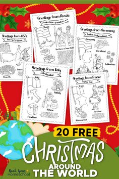 christmas around the world worksheet for children to learn how to read and color