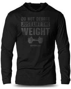 PRICES MAY VARY. Do Not Debate Hooded: Gymish Lifestyle introduces a new addition to your workout gear, Workout Long Sleeve Hooded. Featuring a design inspired by powerlifting movements, funny and motivational quotes, these shirts are designed to boost your motivation and keep you pushing through your workouts with style. Comfort & Durability: Experience unmatched comfort and durability with our men's hooded long-sleeve gym t-shirts. Crafted with 100% premium quality cotton, these shirts ensure Long Sleeve Letter Print Workout T-shirt, Workout Long Sleeve T-shirt With Letter Print, Hooded Letter Print Tops For The Gym, Funny Gym Shirts, Gym Apparel, Full Sleeve Tshirt, Gym Outfit Men, Funny Workout, Long Sleeve Workout