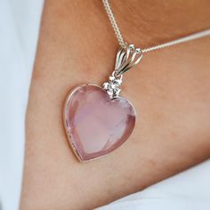 This beautiful heart pendant has a natural rose quartz in the center that shines with the light, making it the perfect Christmas and valentine gift for someone special in your life. Made with 925 solid sterling silver, this pendant boasts its beauty with every move. sterling silver heart pendant is a beautiful Christmas and valentine gift. The natural rose quartz is known as the stone of protection, love, forgiveness and compassion. It's also said to bring hope, devotion and good luck.  It is a Heart Rose Quartz, Pink Heart Necklace, Rose Quartz Necklace Pendants, Heart Rose, Sterling Silver Heart Pendant, Rose Quartz Necklace, Silver Heart Pendant, Beautiful Heart, Valentine Gift