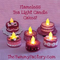 tea light candle cakes with candles on them