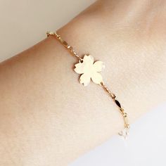 Cherry blossom charm bracelet - cherry blossom jewelry - charm bracelet (B379) Dainty Blossom Flower Jewelry, Dainty Hypoallergenic Charm Bracelet, Delicate Flower Charm Bracelet, Delicate Adjustable Charm Bracelet, Dainty Rose Gold Charm Bracelet, Delicate Hypoallergenic Charm Bracelet, Dainty Rose Gold Bracelet With Flower Charm, Dainty Rose Gold Flower Bracelets, Dainty Rose Gold Flower-shaped Bracelets