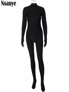 Black Long Sleeve Sports Bodysuit, Sports One-piece Nylon Bodysuit, Black Nylon One-piece Leotard, Black Stretch Full-length Bodysuit, Black Compressive Nylon Bodysuit, Jumpsuits Women, Autumn 2023, Casual Sport, Body Top