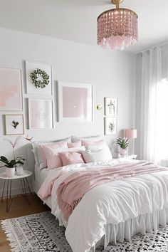 Discover modern white bedroom ideas with a pop of pink! This bedroom features a chic white bedroom set, soft pink bedroom touches, and a stylish grown-up pink bedroom decor. Learn how to decorate a white bedroom with pink accents and get inspired by these elegant pink bedroom ideas. #whitebedroomset #pinkbedroom #bedroomdecor #pinkbedroomideas #whitebedroomideas Light Pink Bedrooms, Pink Bedroom Design, Pink Bedroom Decor, Pink Bedrooms, Woman Bedroom, Teen Bedroom Decor