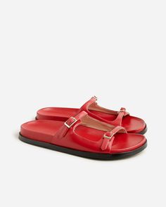 Colbie buckle sandals in leather Red Sandals Outfit, Red Sandals, Stylish Sandals, Loafer Sneakers, Buckle Sandals, Sandals Summer, Sneaker Boots, Embossed Leather, Smooth Leather