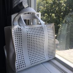 & New Item. White Color Hollow Work & Bag Designer From Japan. & Bag Look Like Small, But Can Hold A Lot , You Can Put Inside Note Book Size. Very Good For All Kind Using. & Size: 10" L X 9 " W X Bottom Width Size: 6" D Material : 100% Polyester Modern Medium Shopping Bags, White Bag With Double Top Carry Handle, White Double Handle Bag With Top Carry Handle, White Double Handle Bag With Top Carry, White Satchel Box Bag For Errands, Modern White Satchel With Large Capacity, Medium Box Bag With Detachable Handle For Shopping, Medium Shopping Bag With Top Carry Handle, White Large Capacity Box Bag For Shopping