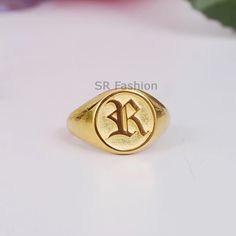 Initial Signet Ring - Initial Letter Oval Signet Ring - Christmas Gift - 925 Formal Oval Initial Ring Stamped 925, Oval Hallmarked Engraved Ring For Everyday, Everyday Oval Engraved Ring With Initials, Everyday Engraved Oval Ring With Initials, Gold Oval Engraved Ring Stamped 925, Vintage Oval Signet Ring For Everyday, Everyday Vintage Oval Signet Ring, Vintage Oval Engraved Ring For Everyday, Oval 14k Gold Signet Ring Stamped 925