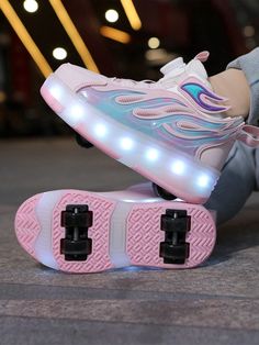 Unisex LED Rechargeable Light Up Sneakers, Multifunctional Transforming Roller Skates With Removable Wheels For Outdoor Activities And Sports Skating Shoes For Kids Hot Pink Sporty    Colorblock,Letter    Kids Shoes, size features are:Bust: ,Length: ,Sleeve Length: Color Changing Shoes, Light Up Roller Skates, Kids Roller Skates, Roller Skate Shoes, Roller Shoes, Light Up Sneakers, Shoes For Boys, Kids Running Shoes, Shoes Teen