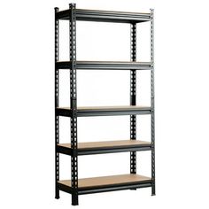 an empty shelving unit with four shelves