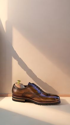 Devon Ave. Men's Full Brogues No.2998 | Robert August Footwear Collection, Stylish Shoes, Luxury Shoes, Devon, Italian Leather, Boots Men, Calf Leather, Timeless Elegance, Rubber Sole