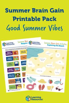 the summer brain gain printable pack is shown with an image of children's toys