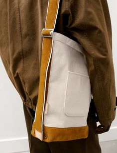 Hender Scheme Campus Suede Shoulder Bag Camel – Neighbour Men's Totes, Modern Shop, Spring 2023, Kids Sleepwear, Sport Bag, Casual Bags, Rivets, Sling Backpack, Cow Leather