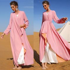 Top Rated Open Front Cardigan Kaftan Women Kimono Dubai Long Maxi Dress Abaya Jilbab Robes, Fashion Women's Dresses Long Pink Abaya For Eid, Pink Long Abaya For Eid, Long Sleeve Abaya For Eid Beach Occasion, Long Sleeve Abaya For Beach Eid, Long Sleeve Abaya For Beach And Eid, Pink Long Maxi Dress For Eid, Pink Long Sleeve Kaftan For Eid, Bohemian Pink Maxi-length Abaya, Pink Bohemian Maxi Length Abaya