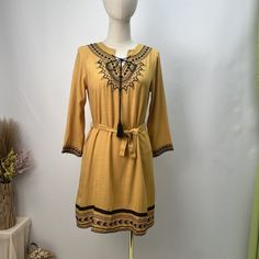 Women's Boho Dress V-Neck Embroidery Floral Bohemian Mini Dress Cotton Linen Vintage Dress Peasant Style Embroidered V-neck Dress, Traditional V-neck Boho Dress For Spring, Fall V-neck Dress With Embroidered Hem, Folk Style V-neck Dress With Floral Embroidery, Folk Style Boho Print V-neck Dress, Embroidered V-neck Bohemian Dress, Traditional V-neck Dress With Embroidered Neckline, Folk Style V-neck Dress With Embroidered Hem, Folk V-neck Dress With Embroidered Hem