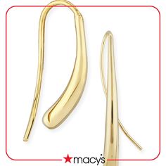 in stock Classic Long Drop Yellow Gold Earrings, Classic Yellow Gold Long Drop Earrings, Classic 14k Gold Long Drop Earrings, Classic Long Drop Earrings With Polished Finish, Classic Teardrop Jewelry From Macy's, Macy's Classic Teardrop Jewelry, Classic Drop Jewelry With Polished Finish, Classic Drop Jewelry With French Hook, Modern Gold Earrings From Macy's