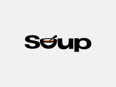 the word soup is written in black on a white background