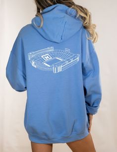 Michigan hoodie perfect for game days! The Big House drawn on the back of the hoodie. Indicate wording color in the personalization section. Michigan Hoodie, Big House, House Drawing, University Of Michigan, Big Houses, Saint Louis, Colorful Hoodies, Missouri, Favorite Outfit