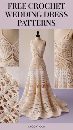 crochet wedding dress patterns with the words free crochet wedding dress patterns