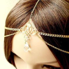 Simple Tassel Pearl Water Drop Gold Bijoux Bridal Crystal Head Chain - TulleLux Bridal Crowns &  Accessories Handfasting Ceremony, Burning Sun, Front Hair, Hair Chains, Gold Water, Hair Adornments, Front Hair Styles, Head Chain, Head Jewelry