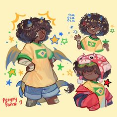 two black children with different colored clothes and stars