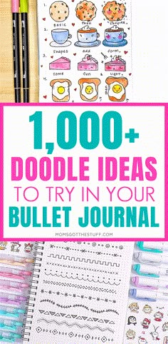 1,000 Easy Doodle Ideas, Doodle Bullet Journal, Bullet Journal Tools, Doodling Tutorial, Bullet Bullet, How To Bullet Journal, Bullet Journal Work, Ideas Journal