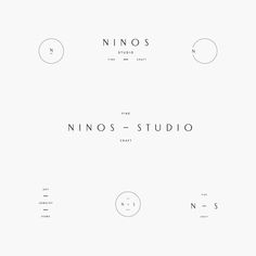 the logo for ninos studio is shown in black and white, with different font styles