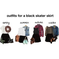 "18: outfits for a black skater skirt" by preciouseatspoop on Polyvore Black Skater Skirt Outfit, Zooey Deschanel, Mode Inspiration, Fall Winter Outfits