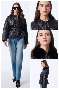 Indulge in two fall trends in one with our Celestial Shiny Quilted Jacket. With it's cropped design and quilted pattern you'll be super trendy this fall. #bernardo #croppedpufferjacketoutfit #fall fashion Cropped Puffer Jacket Outfit, Quilted Pattern, 2024 Fashion, Faux Fur Collar, Cropped Jacket, Fall 2024, Fur Collar, Crop Jacket, Fur Collars