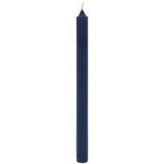 a single blue candle on a white background