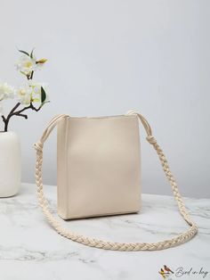 BirdinBag - Compact Square Bag with Elegant Braided Accents Long Strap Shoulder Bag For Shopping, Daily Use Crossbody Bag With Long Strap, Square Shoulder Bag With Long Strap For Daily Use, Chic Beige Bag With Long Strap, Daily Use Square Shoulder Bag With Long Strap, Daily Square Shoulder Bag With Long Strap, Square Bag With Long Strap For Everyday Use, Square Bags With Long Strap For Everyday Use, Square Everyday Bags With Long Strap