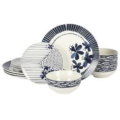 Elegant and eye catching, this beautiful Gibson Home Eliza 12 Piece Ceramic Dinnerware Set will create a welcoming table for all your guests. With different designs on each plate, you can mix and match with existing pieces or use as is. Durable ceramic construction that is microwave and dishwasher safe. Modern Dishware, White Dinnerware Set, Melamine Dinnerware Sets, Casual Dinnerware, Ceramic Dinnerware Set, Stoneware Dinnerware Sets, Melamine Dinnerware, Stoneware Dinnerware, Ceramic Dinnerware