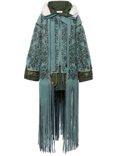 blue/grey cotton blend layered design floral motif classic hood front zip fastening long sleeves fringed edge Blue Outerwear With Tassels For Spring, Blue Spring Outerwear With Tassels, Spring Blue Outerwear With Tassels, Blue Tasseled Outerwear For Fall, Blue Long Sleeve Outerwear With Tassels, Blue Fringe Outerwear For Fall, Blue Fringe Outerwear For Spring, Bell & Ross, Aviator Watch