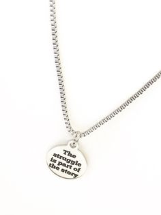 "This is encouraging gift necklace that would work well for someone letting go of the past or going through a difficult time to achieve success. This necklace comes with a stainless steel laser engraved charm pendant on a 20 inch stainless steel box chain. The pendant is also available for individual purchase if you have another chain on which you would like to wear it. The pendant has \"The struggle is part of the story\" on it. Each necklace comes boxed and ready to give as a gift. This jewelr Bible Verse Jewelry, Let Go Of The Past, Scripture Jewelry, Divorce Gift, Scripture Gift, Hamsa Earrings, Hamsa Jewelry, Personalized Gift Wrap, Encouragement Gifts