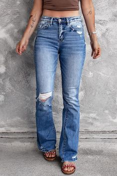 Look your best in these Coraline Raw Hem High Waist Flare Jeans! Crafted from a soft and stretchy material, these jeans hug your curves while providing maximum comfort. Featuring a unique raw hem and high waist fit, you'll be radiating confidence and style with every step. Turn heads in these must-have jeans! Model Info: Models are 5'7", Size 2, wearing smalls Fabric: 95% Polyester + 5% Spandex Sizes Hip Inseam Bottoms Trousers_Waist Outseam Relax Relax Relax Relax Relax 4 0.0 0.0 0.0 0.0 0.0 6 Stretch Ripped Denim Blue Flare Jeans, Stretch Ripped Flare Jeans In Denim Blue, Stretch Denim Blue Distressed Flare Jeans, Stretch Distressed Denim Blue Flare Jeans, Stretch Distressed Flare Jeans In Denim Blue, Ripped Stretch Flare Jeans, Stretch Dark Wash Jeans With Frayed Hem, Stretch Jeans With Frayed Hem In Dark Wash, Fitted Washed Blue Jeans With Frayed Hem